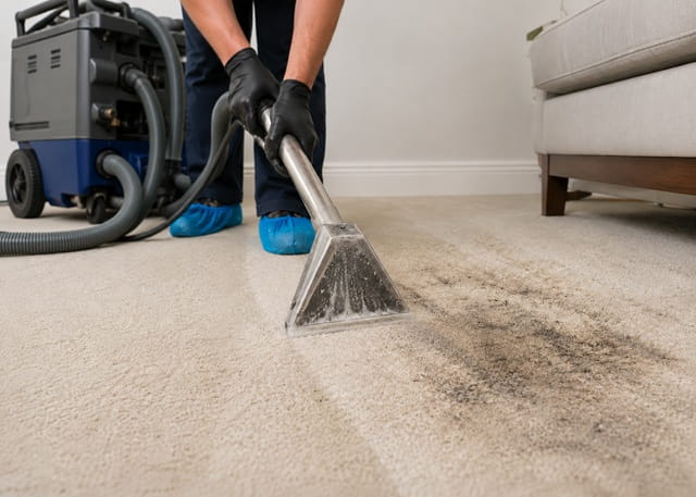 Removing stubborn stains from a carpet in a Sydney home – hot water extraction lifting dirt and discolouration